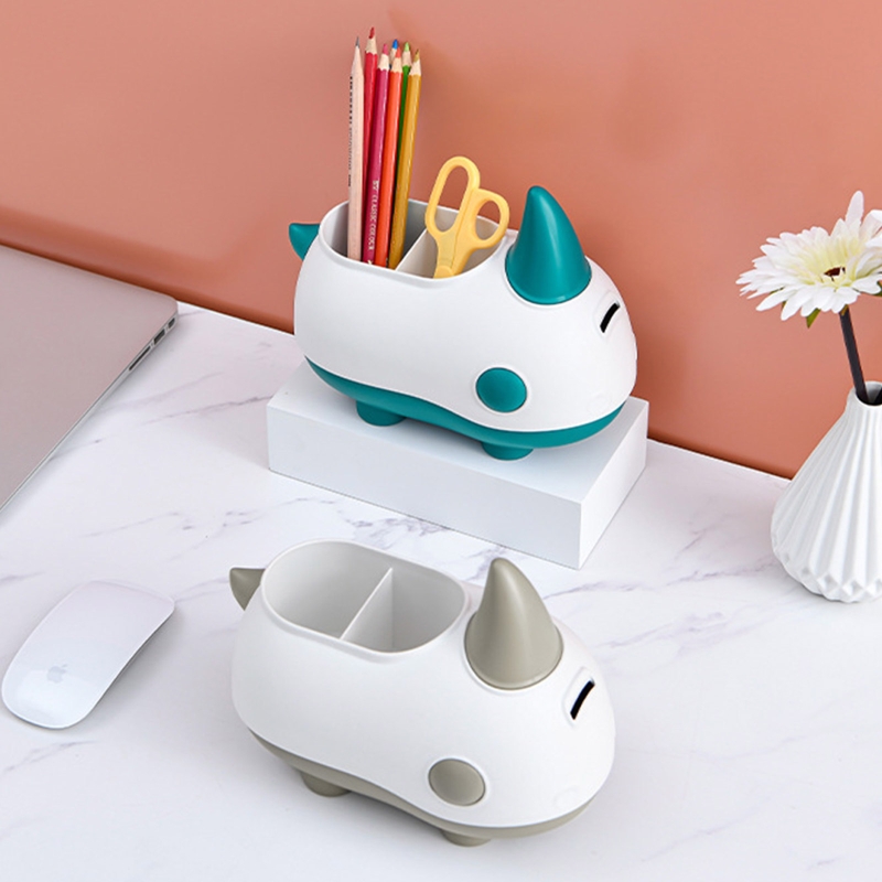 Cartoon Creative Rhino Storage Box Multifunctional Desktop Pen Holder Pencil Display Office School Supplies Stationery