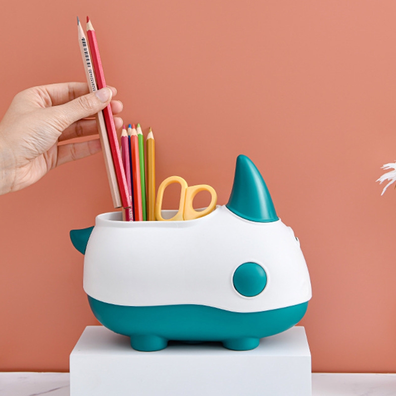 Cartoon Creative Rhino Storage Box Multifunctional Desktop Pen Holder Pencil Display Office School Supplies Stationery