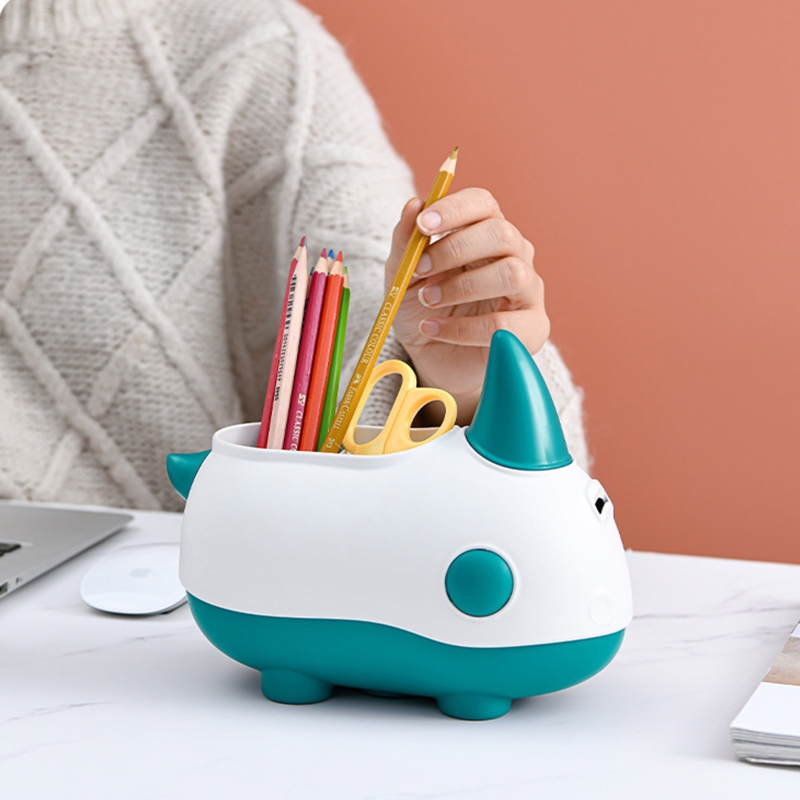 Cartoon Creative Rhino Storage Box Multifunctional Desktop Pen Holder Pencil Display Office School Supplies Stationery