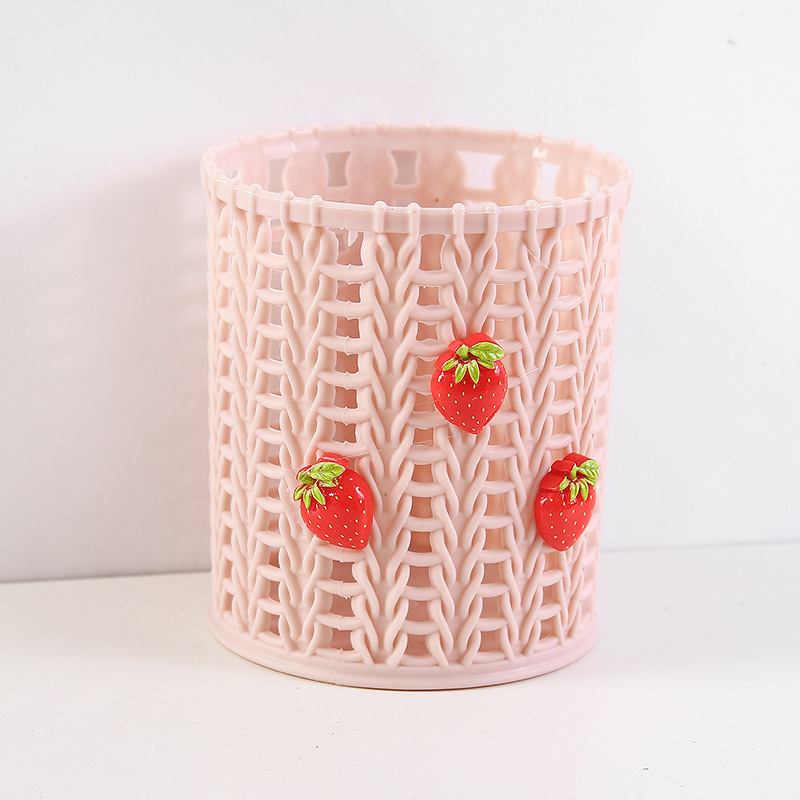 Creative imitation rattan pen holder cute cartoon student stationery sundries desktop finishing storage