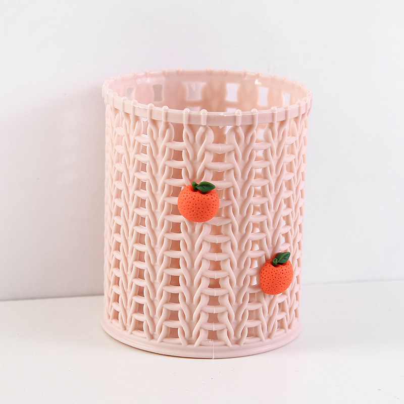 Creative imitation rattan pen holder cute cartoon student stationery sundries desktop finishing storage