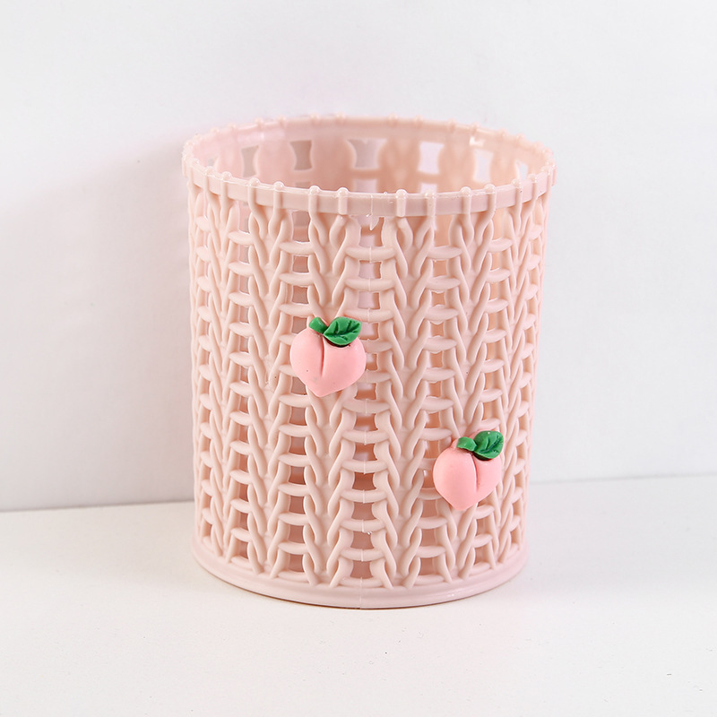 Creative imitation rattan pen holder cute cartoon student stationery sundries desktop finishing storage
