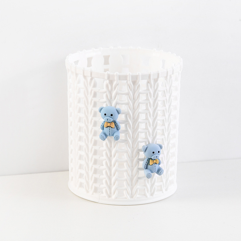 Creative imitation rattan pen holder cute cartoon student stationery sundries desktop finishing storage