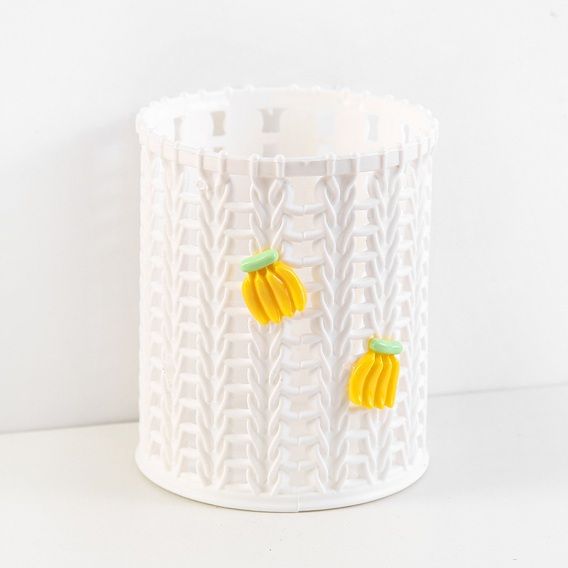 Creative imitation rattan pen holder cute cartoon student stationery sundries desktop finishing storage