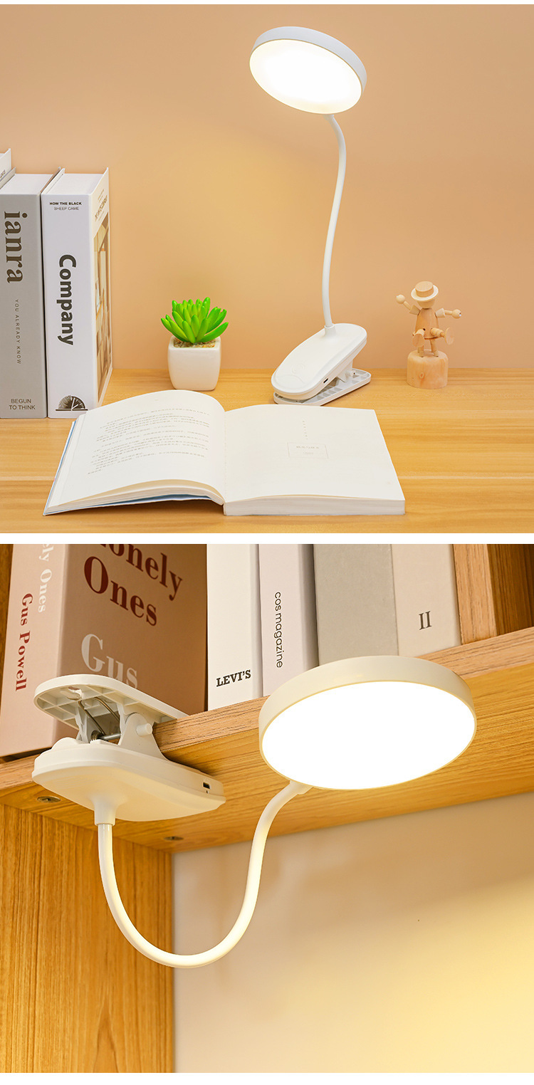 Desk Lamp USB Rechargeable Table Lamp With Clip Bed Reading Book Night Light LED Desk Lamps 3 Modes Dimming Eye Protection DC5V