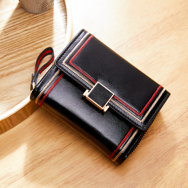 New Fashion Wallet Retro Oil Wax Leather Multi-card Position Organ Card Bag Zipper Short Ladies Wallet Purses Designer