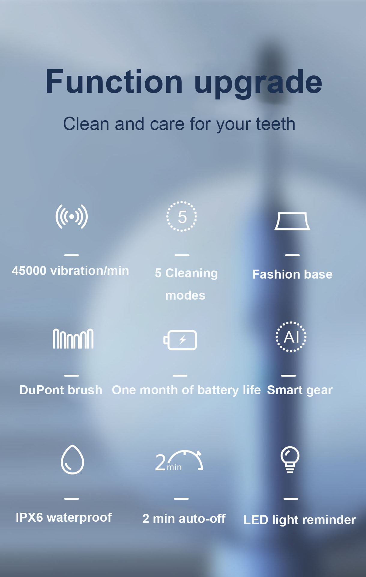 5 Modes Electric Toothbrush Ultrasonic Automatic Toothbrush USB Rechargeable Waterproof Clean Teeth For Adult