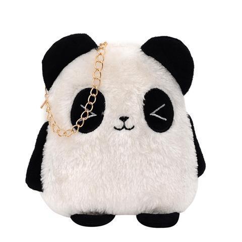 Lovely Children Coin Purse Cartoon Plush Messenger Bags Cute Animal Panda Cat Rabbit Fluffy Baby Kid Kindergarten Cross-Body Bag
