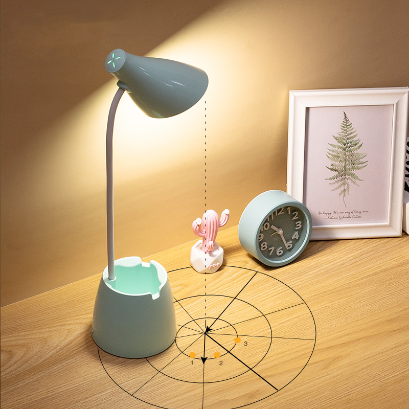 Modern Flexible Study Lamp Dimmable LED Stand Desk Light  USB Charge WithTouch Reading Lamp with Pen Holder LED Table Lamps