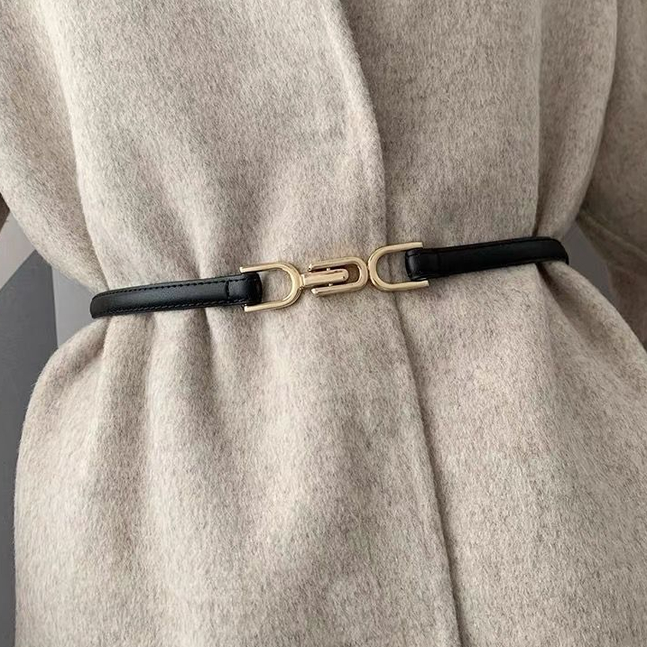 Adjustable PU Leather Ladies Dress Belts Skinny Thin Women Waist Belts Strap Gold Color Buckle Female Belts