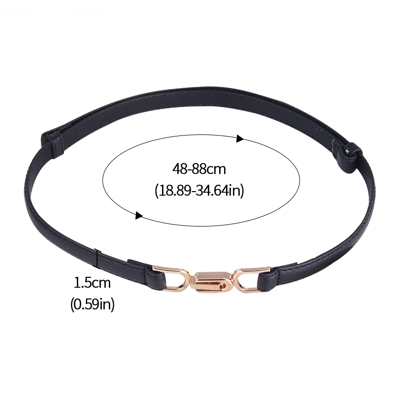 Adjustable PU Leather Ladies Dress Belts Skinny Thin Women Waist Belts Strap Gold Color Buckle Female Belts
