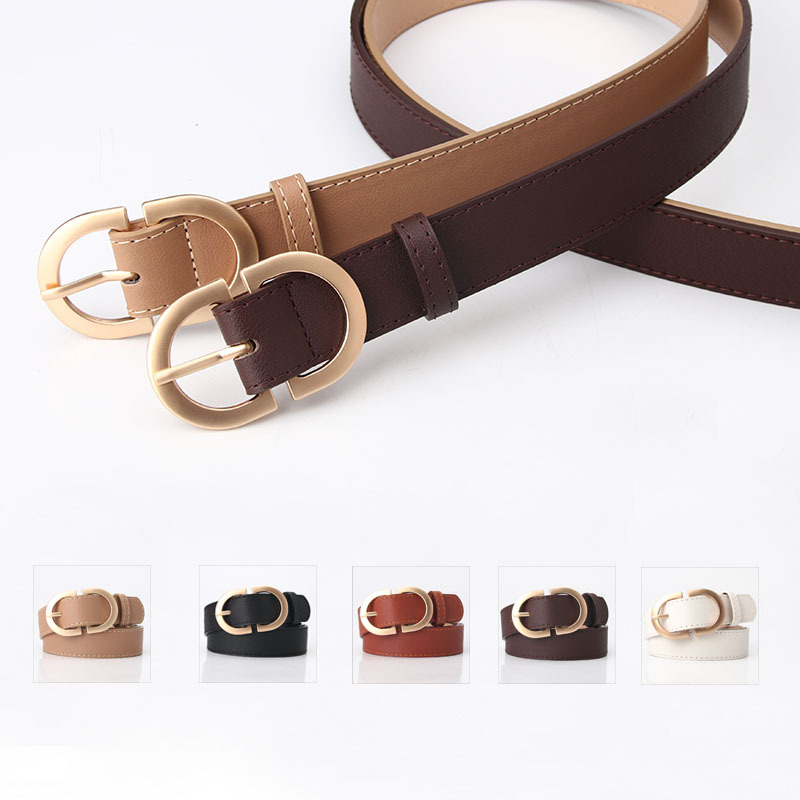 Leather Belts for Women Fashion Jeans Classic Retro Simple Round Buckle