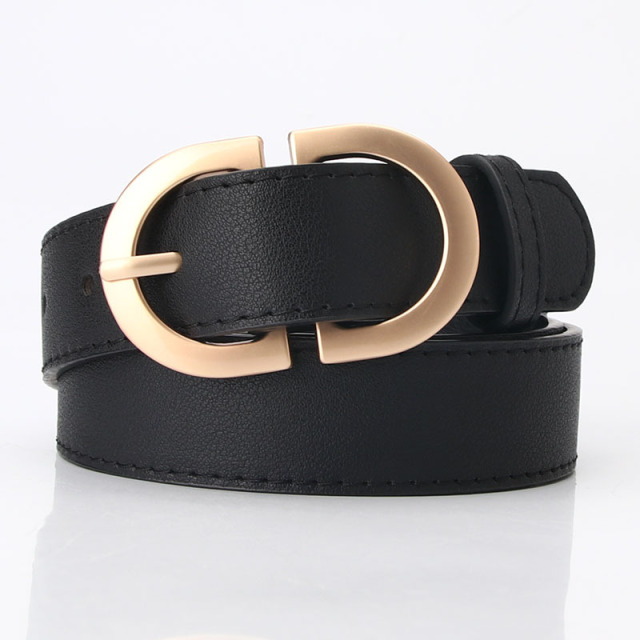 Leather Belts for Women Fashion Jeans Classic Retro Simple Round Buckle