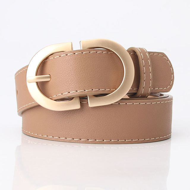 Leather Belts for Women Fashion Jeans Classic Retro Simple Round Buckle