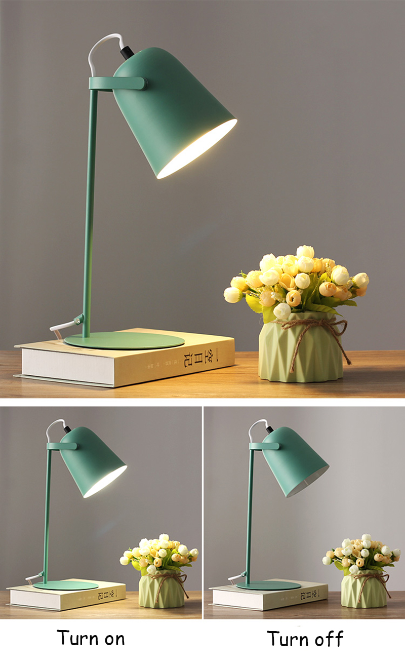 Nordic creative color E27 LED table lamp bedroom bedside table lamp dormitory study desk reading lamp