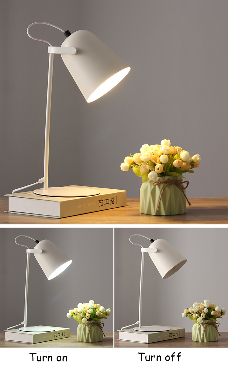 Nordic creative color E27 LED table lamp bedroom bedside table lamp dormitory study desk reading lamp