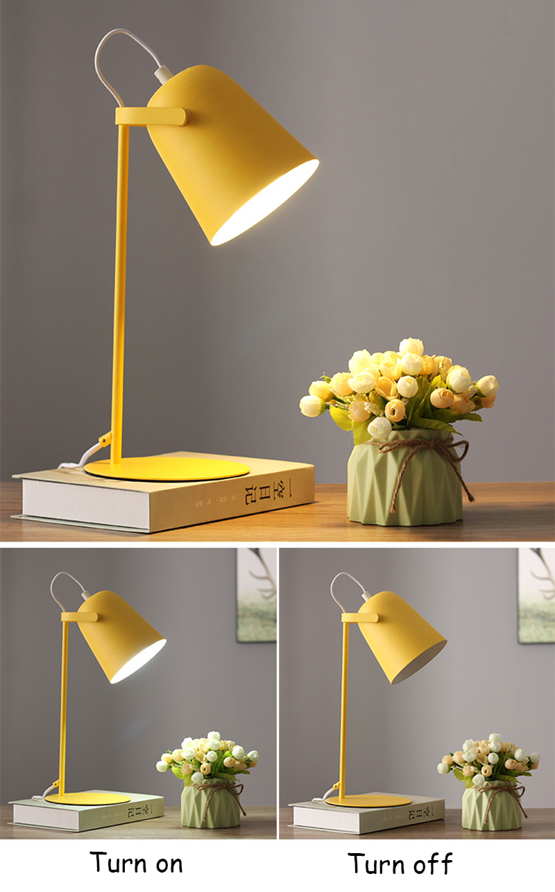 Nordic creative color E27 LED table lamp bedroom bedside table lamp dormitory study desk reading lamp
