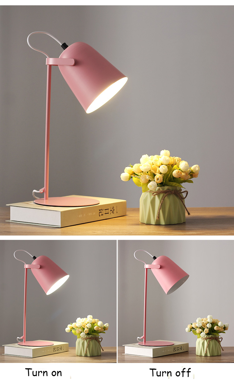 Nordic creative color E27 LED table lamp bedroom bedside table lamp dormitory study desk reading lamp