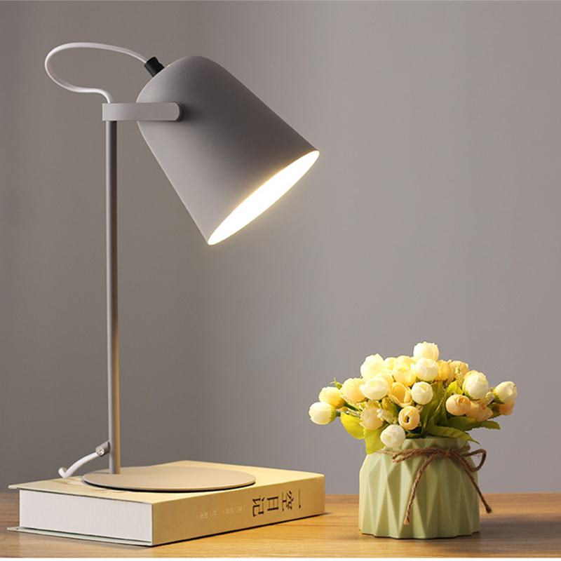 Nordic creative color E27 LED table lamp bedroom bedside table lamp dormitory study desk reading lamp
