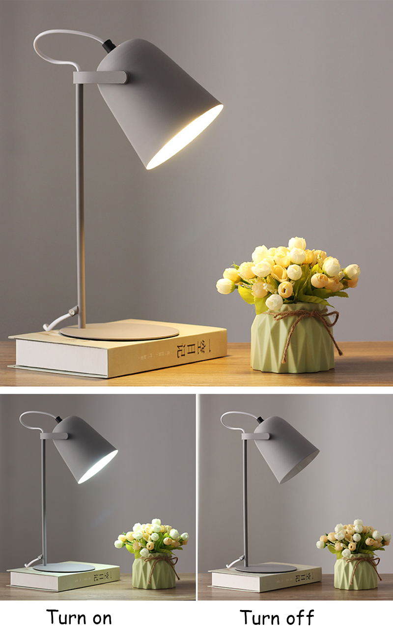 Nordic creative color E27 LED table lamp bedroom bedside table lamp dormitory study desk reading lamp