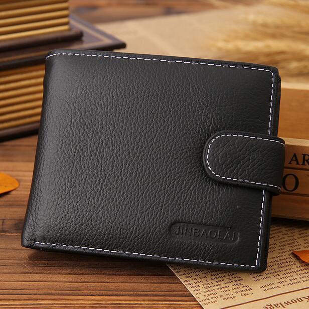 Cheap Genuine Leather Man Wallet With Coin Pocket Black Brown Famous Brand Men Wallets High Quality Leather Fashion Men's Purse