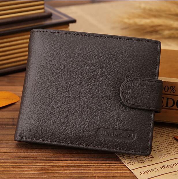 Cheap Genuine Leather Man Wallet With Coin Pocket Black Brown Famous Brand Men Wallets High Quality Leather Fashion Men's Purse