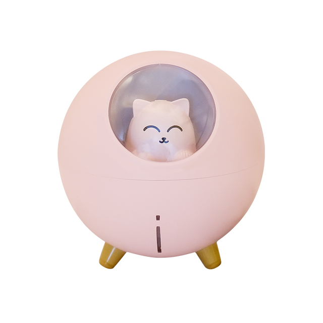 Lovely Pet Air Humidifier 220ml Planet Cat Ultrasonic Cool Mist Aroma Air Oil Diffuser Romantic Color LED Lamp USB Humidificador