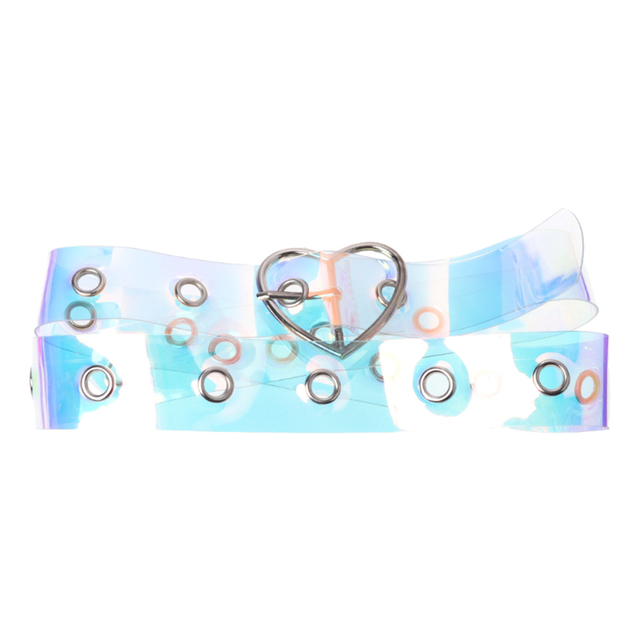 New Laser Women Belt Holographic Clear Waist Belt Metal Pin Buckle  Transparent Waist Belts for Women Belt Waistband 90cm-120cm