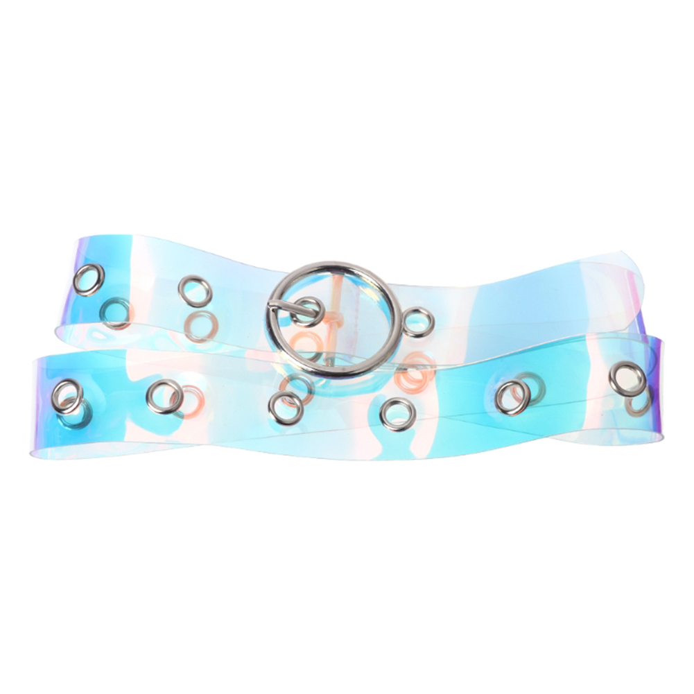 New Laser Women Belt Holographic Clear Waist Belt Metal Pin Buckle  Transparent Waist Belts for Women Belt Waistband 90cm-120cm