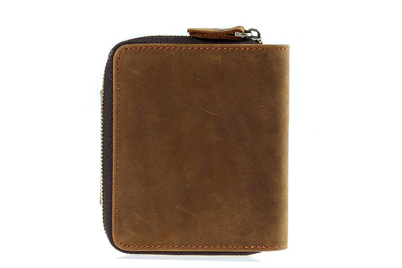 Vintage Male Short Wallet Genuine Crazy Horse Cowhide Leather Men Wallets Purse With Card Holder Clutch Wrist Bag S078