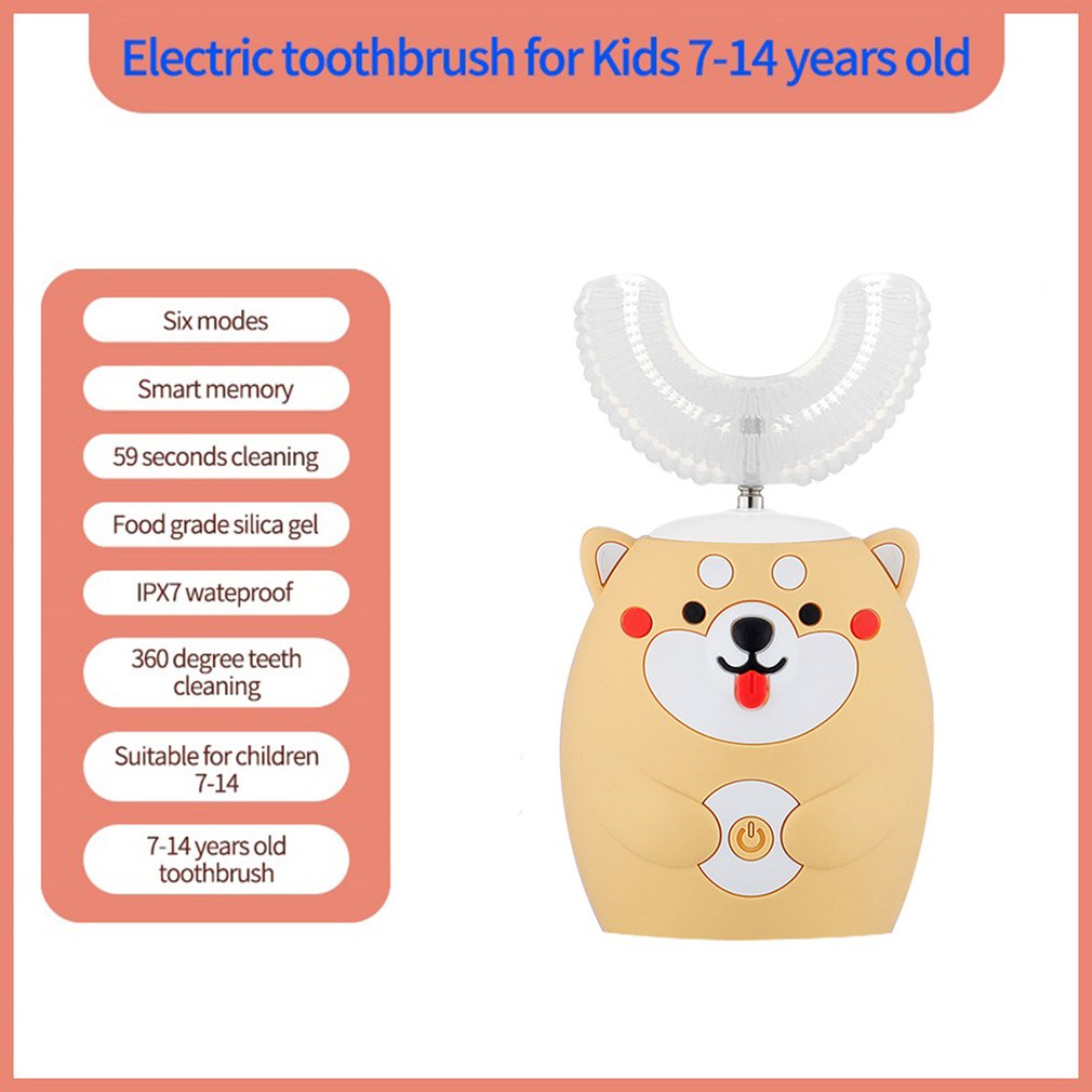 Children's Electric Toothbrush Type Degree Automatic Teeth Cleaner Waterproof Children's Toothbrush Voice Type