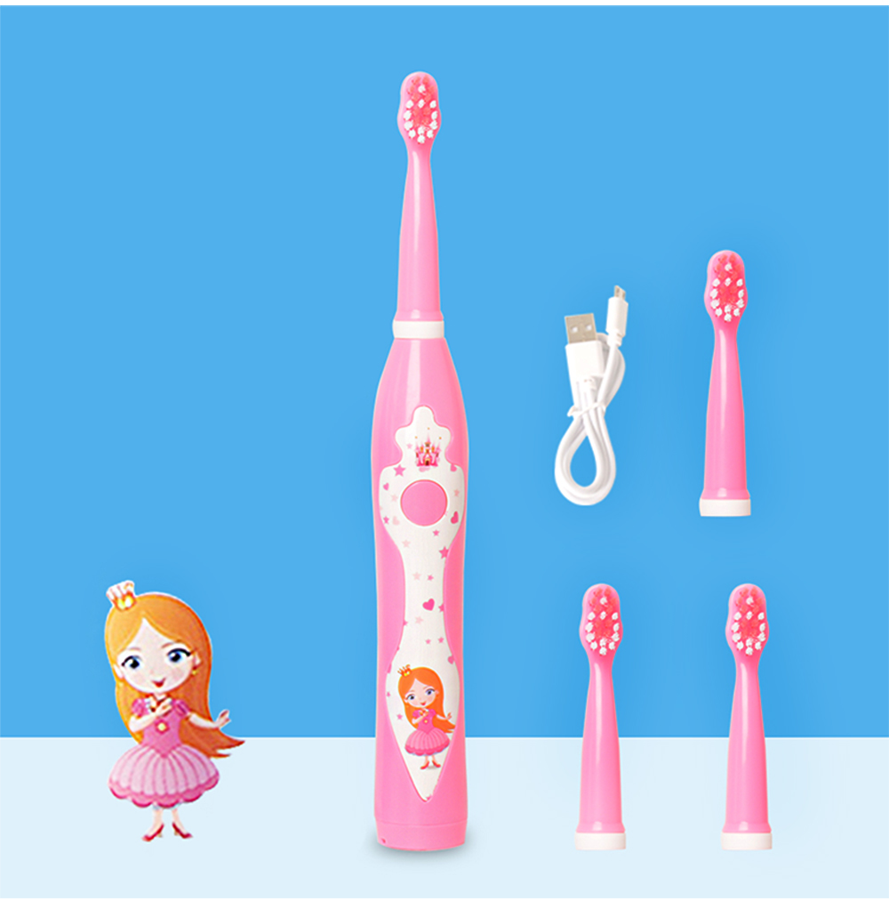 Children Toothbrush Electric Toothbrush Kids Carton Prince Princess Sonic Toothbrush Baby 3-12 Years Old Rechargeable