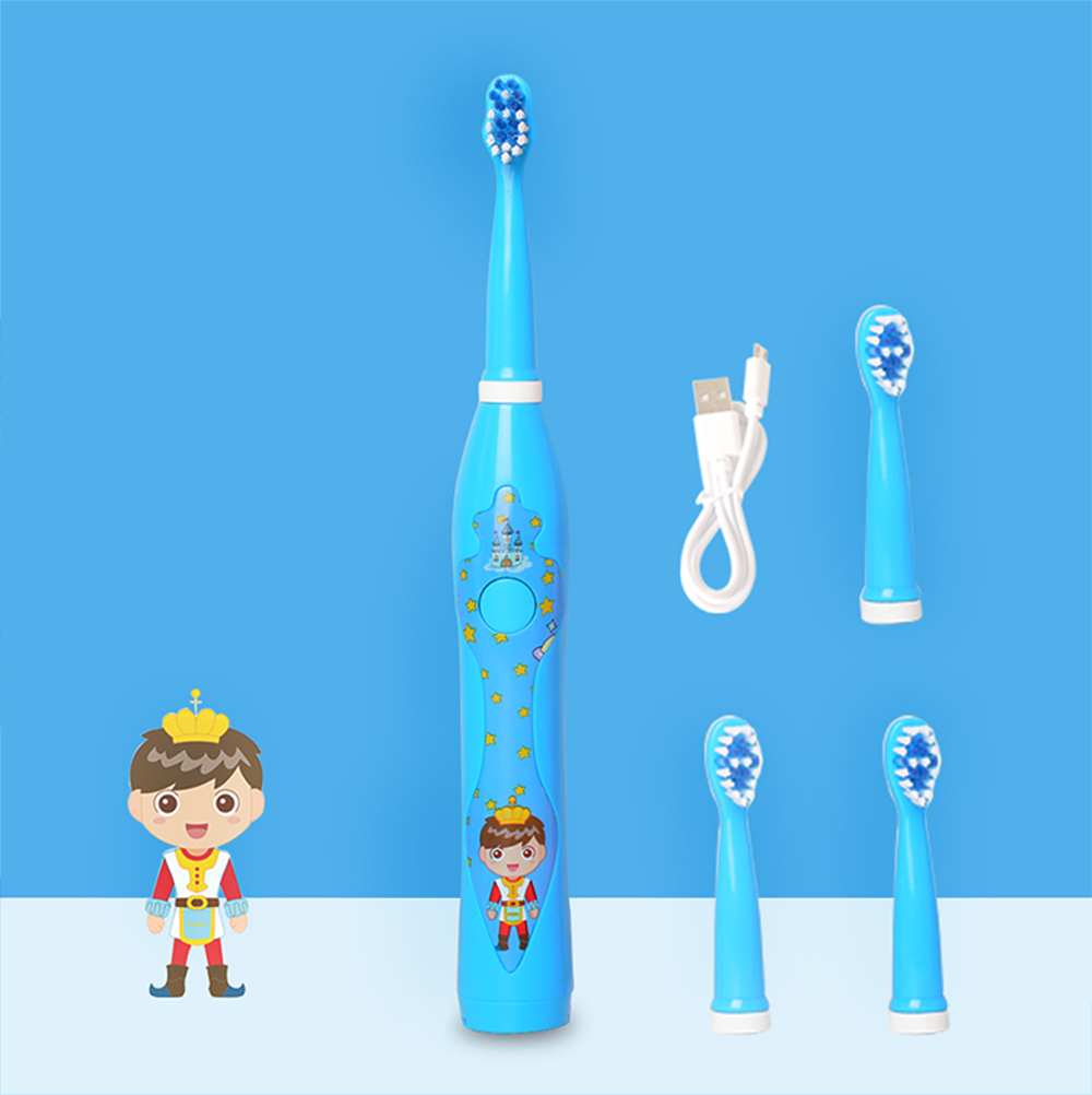 Children Toothbrush Electric Toothbrush Kids Carton Prince Princess Sonic Toothbrush Baby 3-12 Years Old Rechargeable
