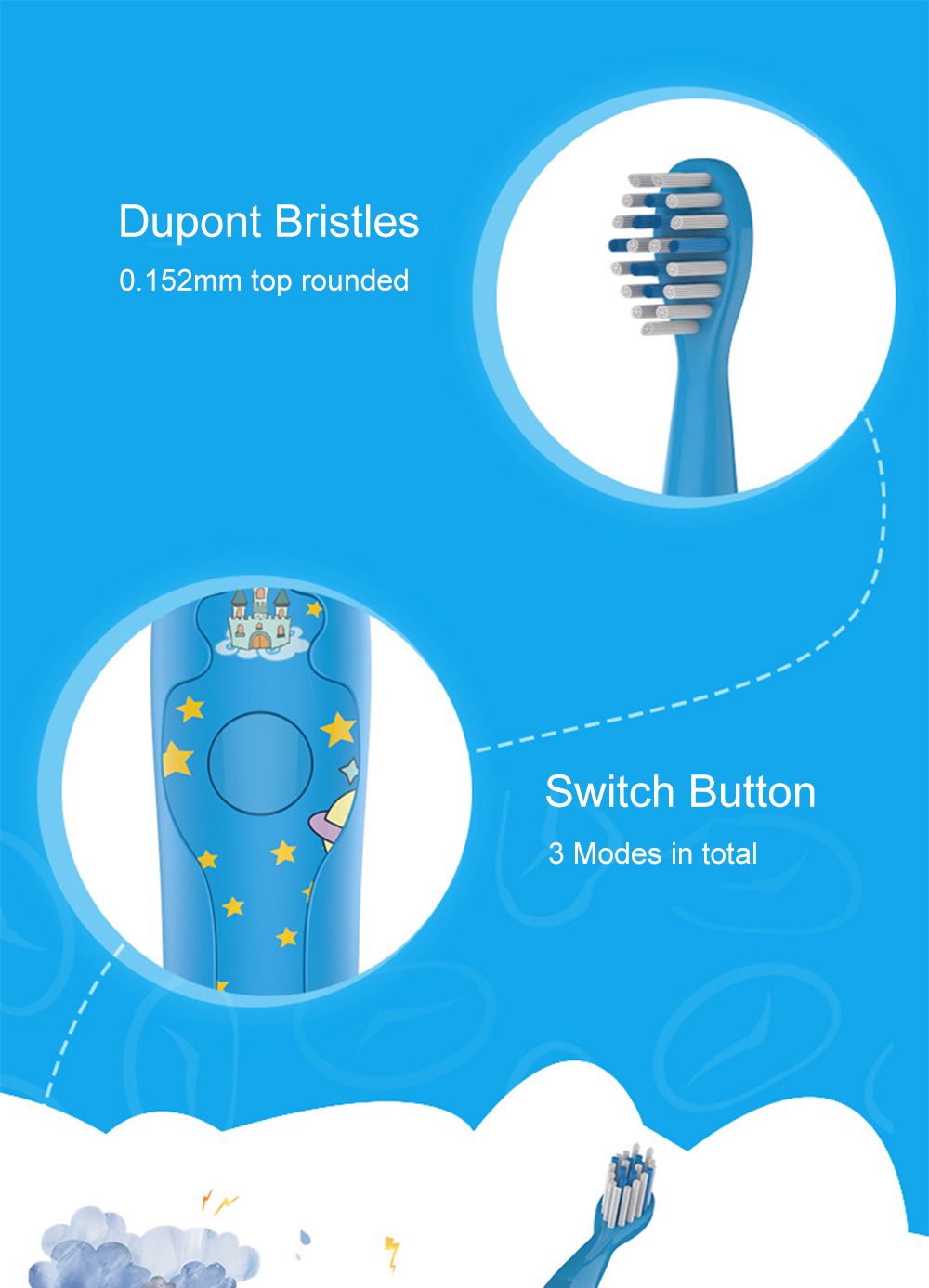 Children Toothbrush Electric Toothbrush Kids Carton Prince Princess Sonic Toothbrush Baby 3-12 Years Old Rechargeable