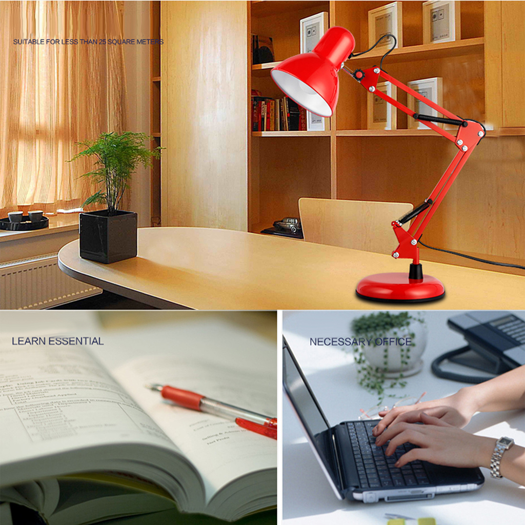 LED Desk Lamp Adjustable Metal Swing Arm Folding Reading Working Table Lamp