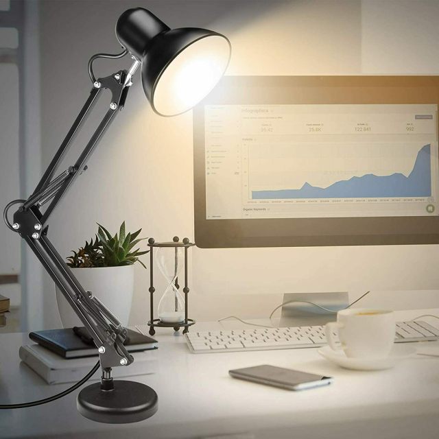 LED Desk Lamp Adjustable Metal Swing Arm Folding Reading Working Table Lamp