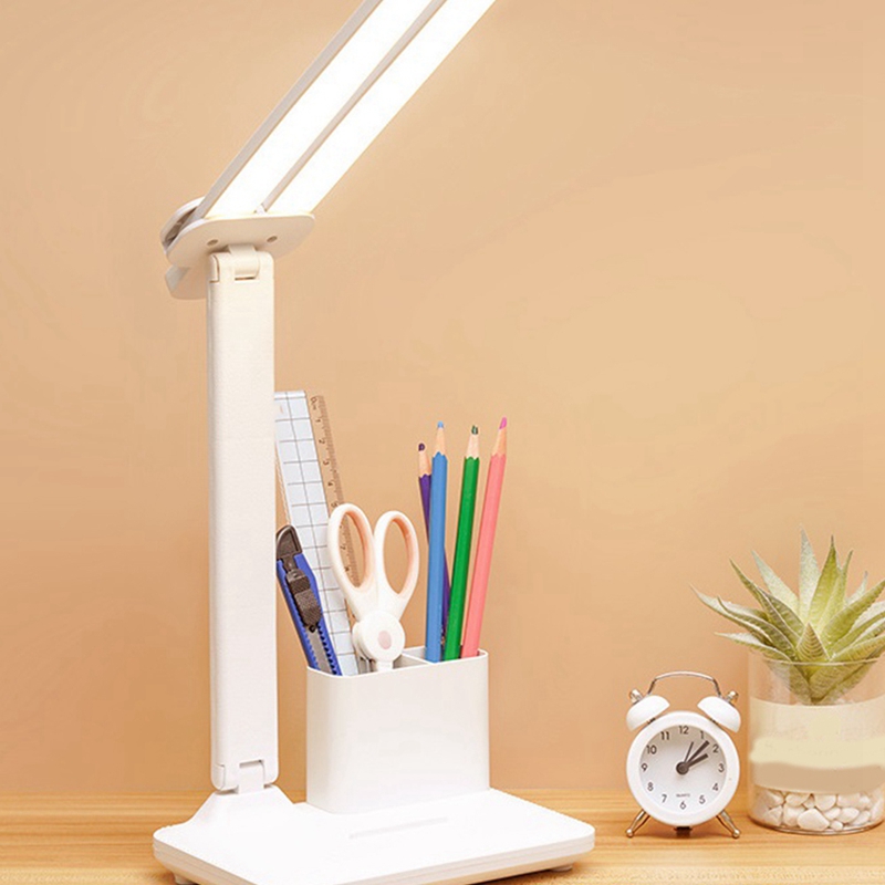 Double-Headed Led Desk Lamp 3 Levels Touch Dimmable Folding Eye Protection Desk Lamp 3600 Mah Usb Charging