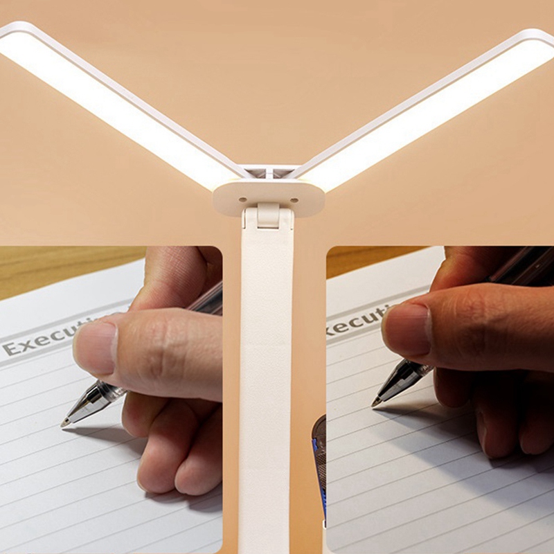 Double-Headed Led Desk Lamp 3 Levels Touch Dimmable Folding Eye Protection Desk Lamp 3600 Mah Usb Charging