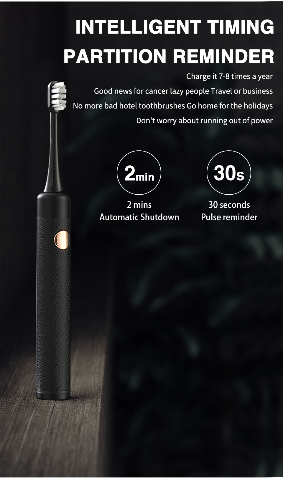 Electric Toothbrush Intelligent Memory IPX7 Waterproof   Adult Gift USB Charger