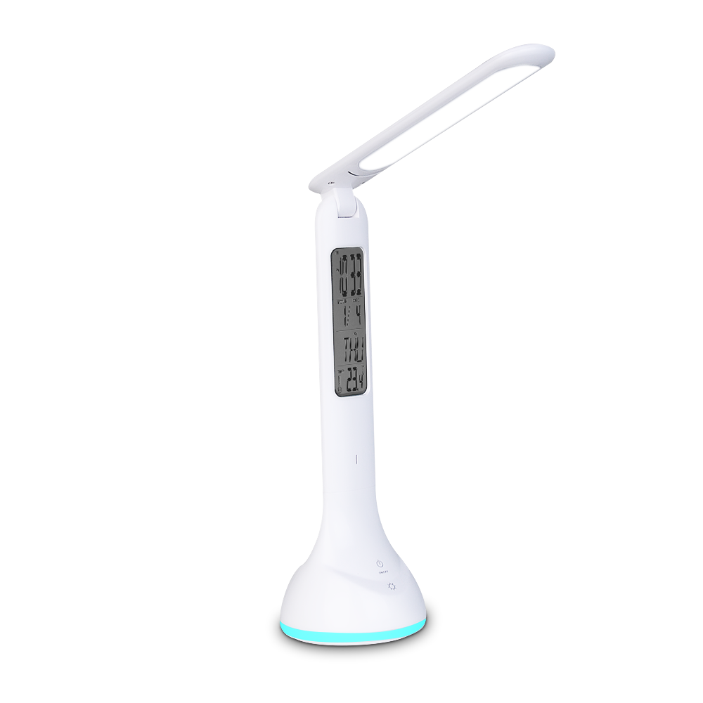 Desk Lamp LED Foldable Dimmable Touch Rechargeable Table Lamp with Calendar Temperature Alarm Clock night mood lights