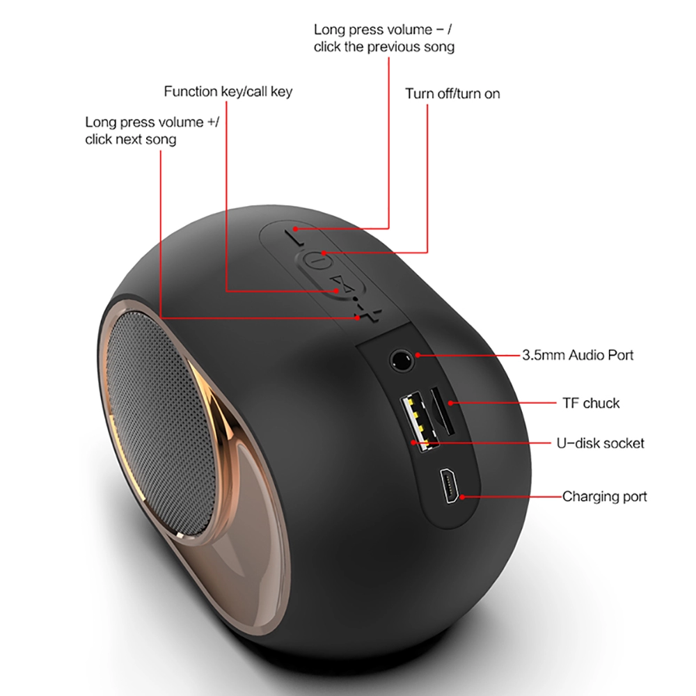 Portable Outdoor X6 TWS Waterproof Bass USB TF Card Microphone BT Speaker Mini Wireless Speakers Bluetooth