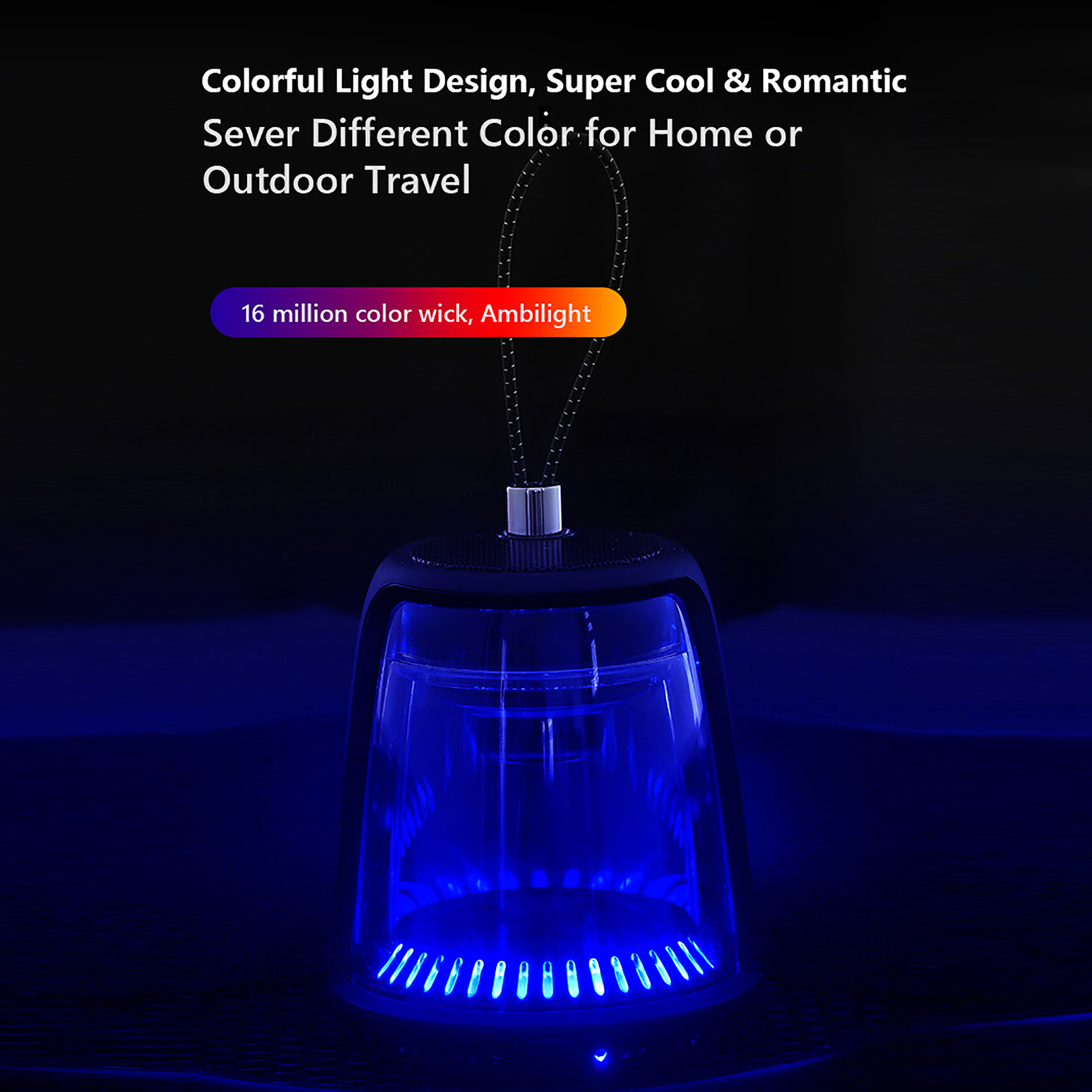 Wireless Bluetooth Speaker Portable Hanging Mini Lighthouse Speakers with Colourful Lamp Stereo Surround Sound System Subwoofer