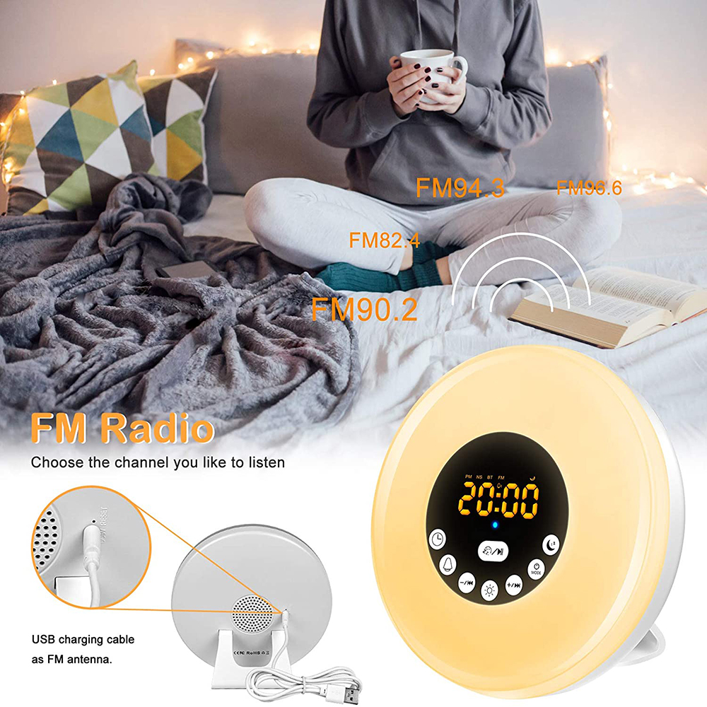 Multifunctional Bluetooth Speaker Portable Wireless Speaker With Coloful Atmosphere Lamp Alarm Clock TF Card Player Sound Box