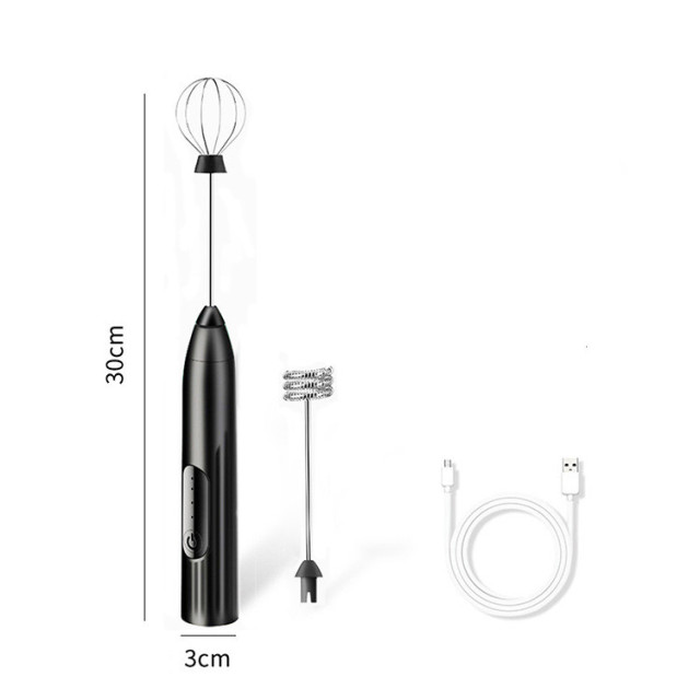 Electric Milk Frother Egg Beater Stainless Steel USB Charging Home Portable Fast Mute Coffee Cream Whipped Kitchen Baking Tools