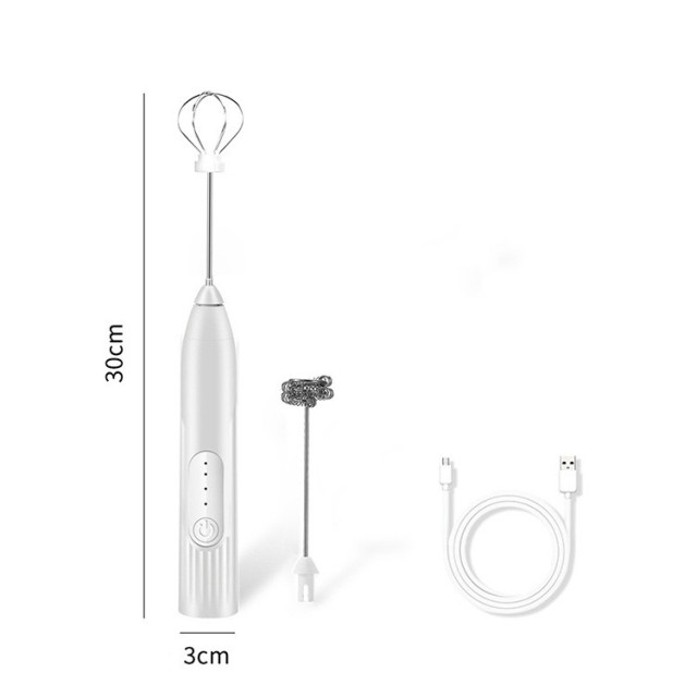 Electric Milk Frother Egg Beater Stainless Steel USB Charging Home Portable Fast Mute Coffee Cream Whipped Kitchen Baking Tools