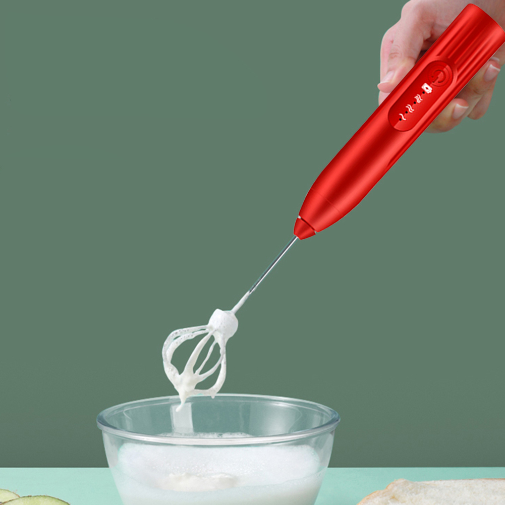 Kitchen Electric Coffee Mixer Rechargeable Milk Shaker Maker Frother Foamer USB Charging Egg Beater Handheld 3-Speed Adjustable Blender