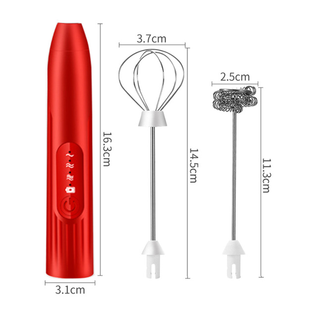 Kitchen Electric Coffee Mixer Rechargeable Milk Shaker Maker Frother Foamer USB Charging Egg Beater Handheld 3-Speed Adjustable Blender