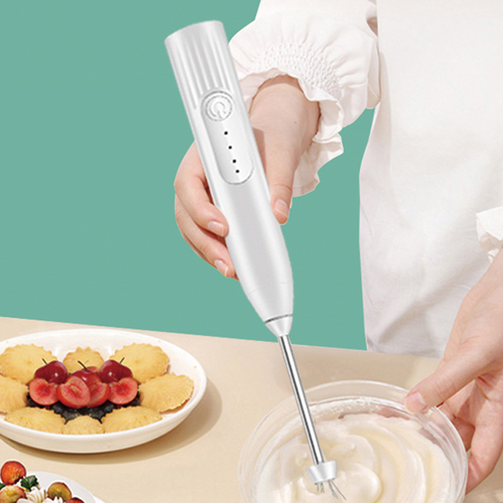 Kitchen Electric Coffee Mixer Rechargeable Milk Shaker Maker Frother Foamer USB Charging Egg Beater Handheld 3-Speed Adjustable Blender