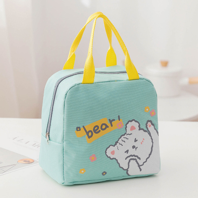 New Cartoon Insulated Lunch Bag Zipper Lunch Bag Bag Aluminum Film Thickened Large Capacity Portable Lunch Box Handbag