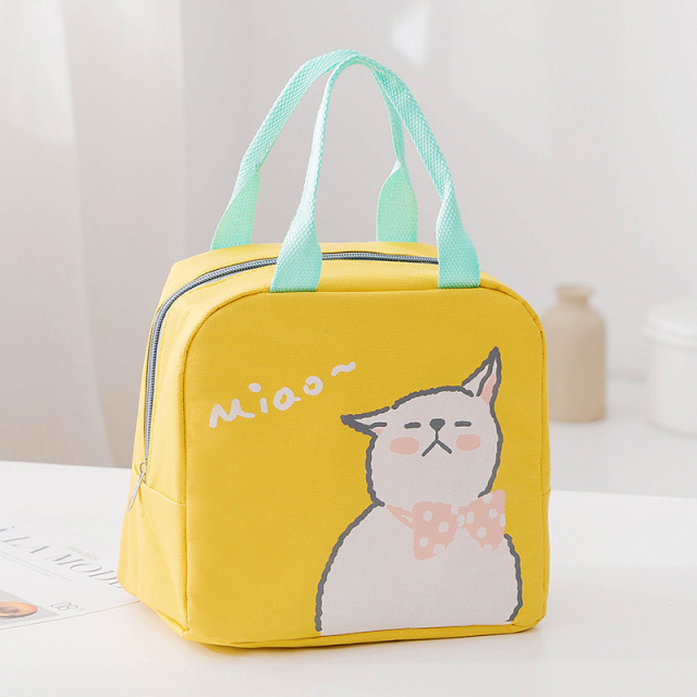 New Cartoon Insulated Lunch Bag Zipper Lunch Bag Bag Aluminum Film Thickened Large Capacity Portable Lunch Box Handbag